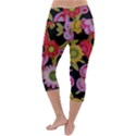 Mid Century Retro Floral 1970s 1960s Pattern 70 Lightweight Velour Capri Yoga Leggings View4