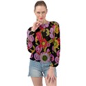 Mid Century Retro Floral 1970s 1960s Pattern 70 Banded Bottom Chiffon Top View1