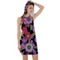 Mid Century Retro Floral 1970s 1960s Pattern 70 Racer Back Hoodie Dress View1