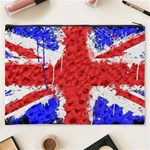 Distressed British Flag Bling Cosmetic Bag (XXXL) Back