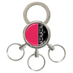 Lace Dots With Black Pink 3-ring Key Chain