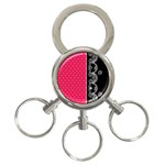 Lace Dots With Black Pink 3-Ring Key Chain Front