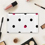 Strawberry Dots Black Cosmetic Bag (Medium) Front
