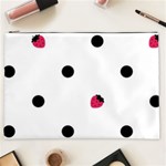 Strawberry Dots Black Cosmetic Bag (XXL) Front