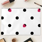 Strawberry Dots Black Cosmetic Bag (XXL) Back