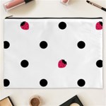 Strawberry Dots Black Cosmetic Bag (XXXL) Front