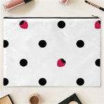 Strawberry Dots Black Cosmetic Bag (XXXL) Back