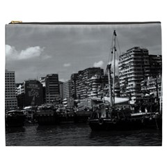 Vintage China Hong Kong Houseboats River 1970 Cosmetic Bag (xxxl)
