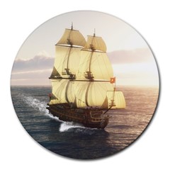 French Warship 8  Mouse Pad (round)