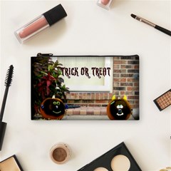 Black Ghoulish Pumpkins In Black Vignette Cosmetic Bag (small)