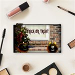 Black Ghoulish Pumpkins In Black Vignette Cosmetic Bag (Small) Front