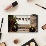 Black Ghoulish Pumpkins In Black Vignette Cosmetic Bag (Small) Back