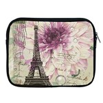Purple Floral Vintage Paris Eiffel Tower Art Apple iPad 2/3/4 Zipper Case Front