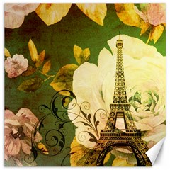 Floral Eiffel Tower Vintage French Paris Canvas 16  X 16  (unframed) by chicelegantboutique