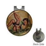 Vintage Newspaper Print Sexy Hot Pin Up Girl Paris Eiffel Tower Hat Clip with Golf Ball Marker Front