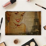 Yellow Dress Blonde Beauty   Cosmetic Bag (Large) Front