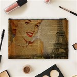 Yellow Dress Blonde Beauty   Cosmetic Bag (Large) Back