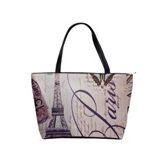Vintage Scripts Floral Scripts Butterfly Eiffel Tower Vintage Paris Fashion Large Shoulder Bag by chicelegantboutique