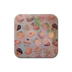 French Pastry Vintage Scripts Cookies Cupcakes Vintage Paris Fashion Drink Coaster (square) by chicelegantboutique