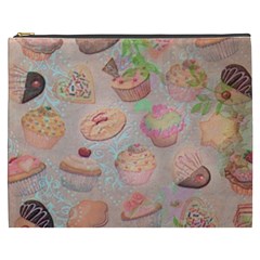 French Pastry Vintage Scripts Cookies Cupcakes Vintage Paris Fashion Cosmetic Bag (xxxl)