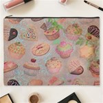 French Pastry Vintage Scripts Cookies Cupcakes Vintage Paris Fashion Cosmetic Bag (XXXL) Front