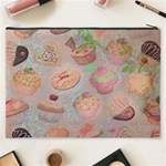 French Pastry Vintage Scripts Cookies Cupcakes Vintage Paris Fashion Cosmetic Bag (XXXL) Back