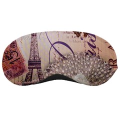 White Peacock Paris Eiffel Tower Vintage Bird Butterfly French Botanical Art Sleeping Mask