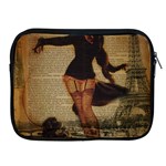 Paris Lady And French Poodle Vintage Newspaper Print Sexy Hot Gil Elvgren Pin Up Girl Paris Eiffel T Apple iPad 2/3/4 Zipper Case Front