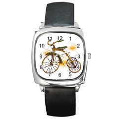 Tree Cycle Square Leather Watch by Contest1753604