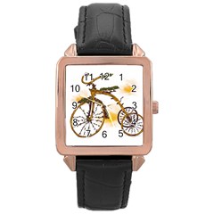 Tree Cycle Rose Gold Leather Watch  by Contest1753604