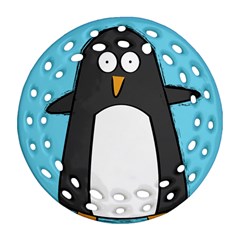 Hello Penguin Round Filigree Ornament