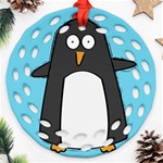 hello penguin Round Filigree Ornament Front