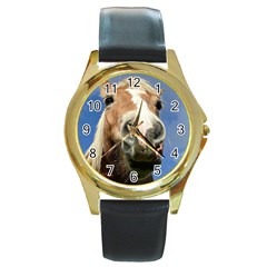 Haflinger  Round Metal Watch (gold Rim)  by Siebenhuehner