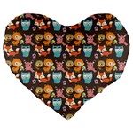 Woodland animals 19  Premium Heart Shape Cushion Front