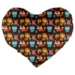 Woodland animals 19  Premium Heart Shape Cushion Back