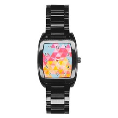 Pastel Triangles Stainless Steel Barrel Watch