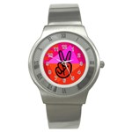 Love Peace Stainless Steel Watch (Slim) Front