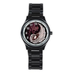 Yinyang Sport Metal Watch (black) by DesignsbyReg2