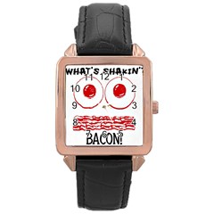 Whats Shakin Bacon? Rose Gold Leather Watch  by Contest1804625