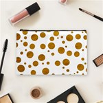 Tan Polka Dots Cosmetic Bag (Medium) Front