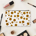 Tan Polka Dots Cosmetic Bag (Medium) Back