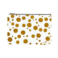 Tan Polka Dots Cosmetic Bag (large) by Colorfulart23