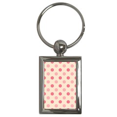Pale Pink Polka Dots Key Chain (rectangle) by Colorfulart23