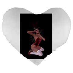 Miss Bunny In Red Lingerie 19  Premium Heart Shape Cushion