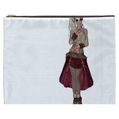 Steampunk Style Girl Wearing Red Dress Cosmetic Bag (xxxl)