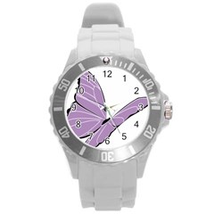 Purple Awareness Butterfly 2 Plastic Sport Watch (large) by FunWithFibro