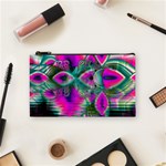 Crystal Flower Garden, Abstract Teal Violet Cosmetic Bag (Small) Front