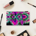 Crystal Flower Garden, Abstract Teal Violet Cosmetic Bag (Small) Back