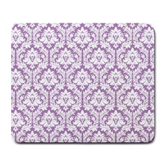White On Lilac Damask Large Mouse Pad (rectangle)
