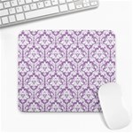 White On Lilac Damask Large Mouse Pad (Rectangle) Front